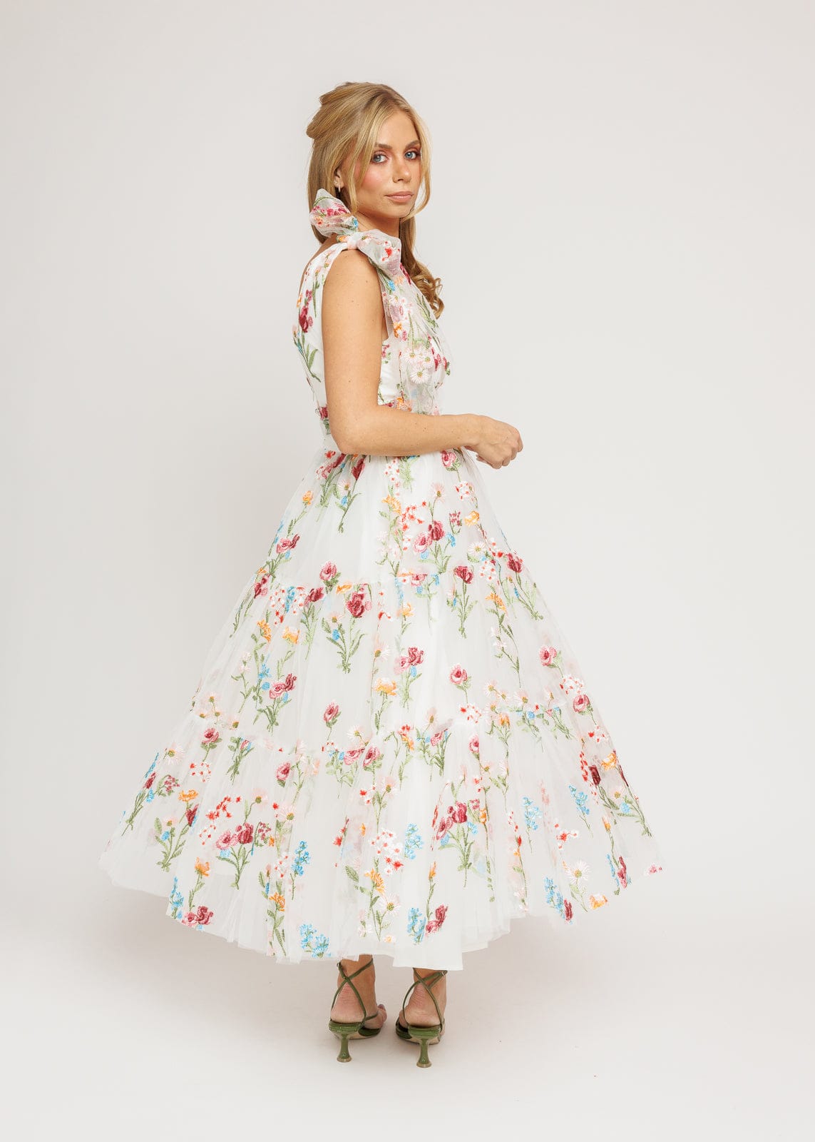 Margaret Floral Midi Dress White JessaKae
