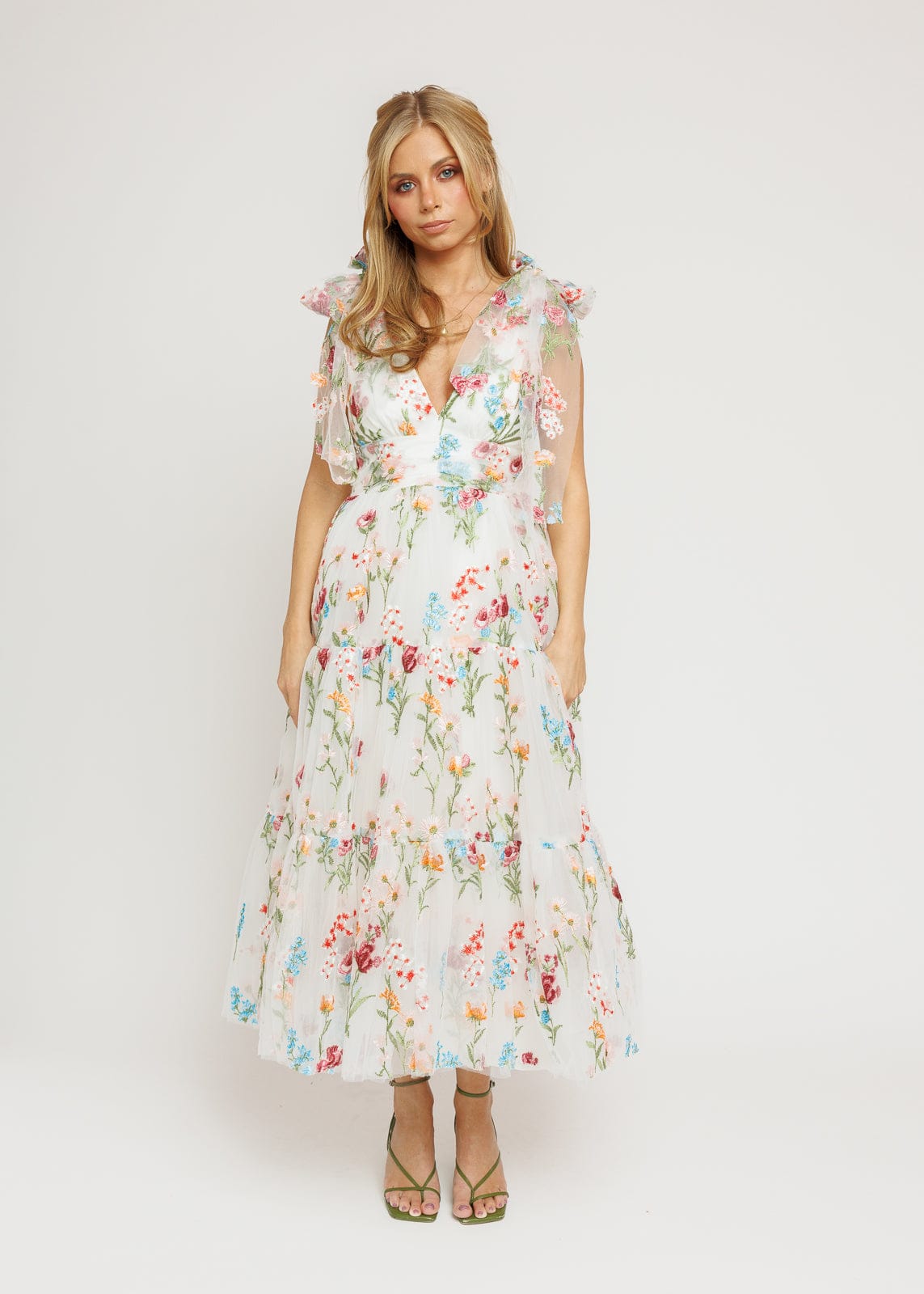 Margaret Floral Midi Dress White JessaKae