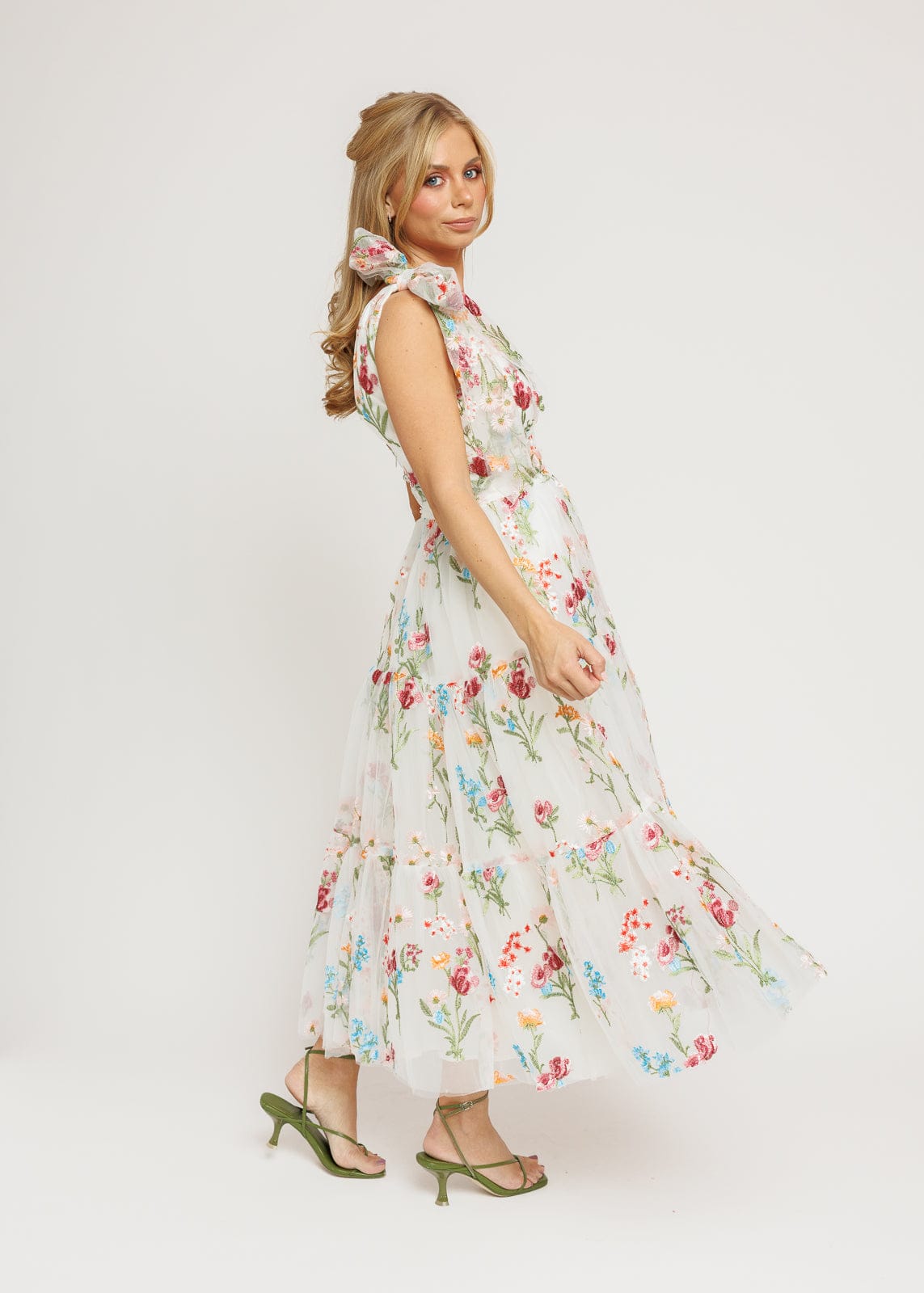 Margaret Floral Midi Dress White JessaKae