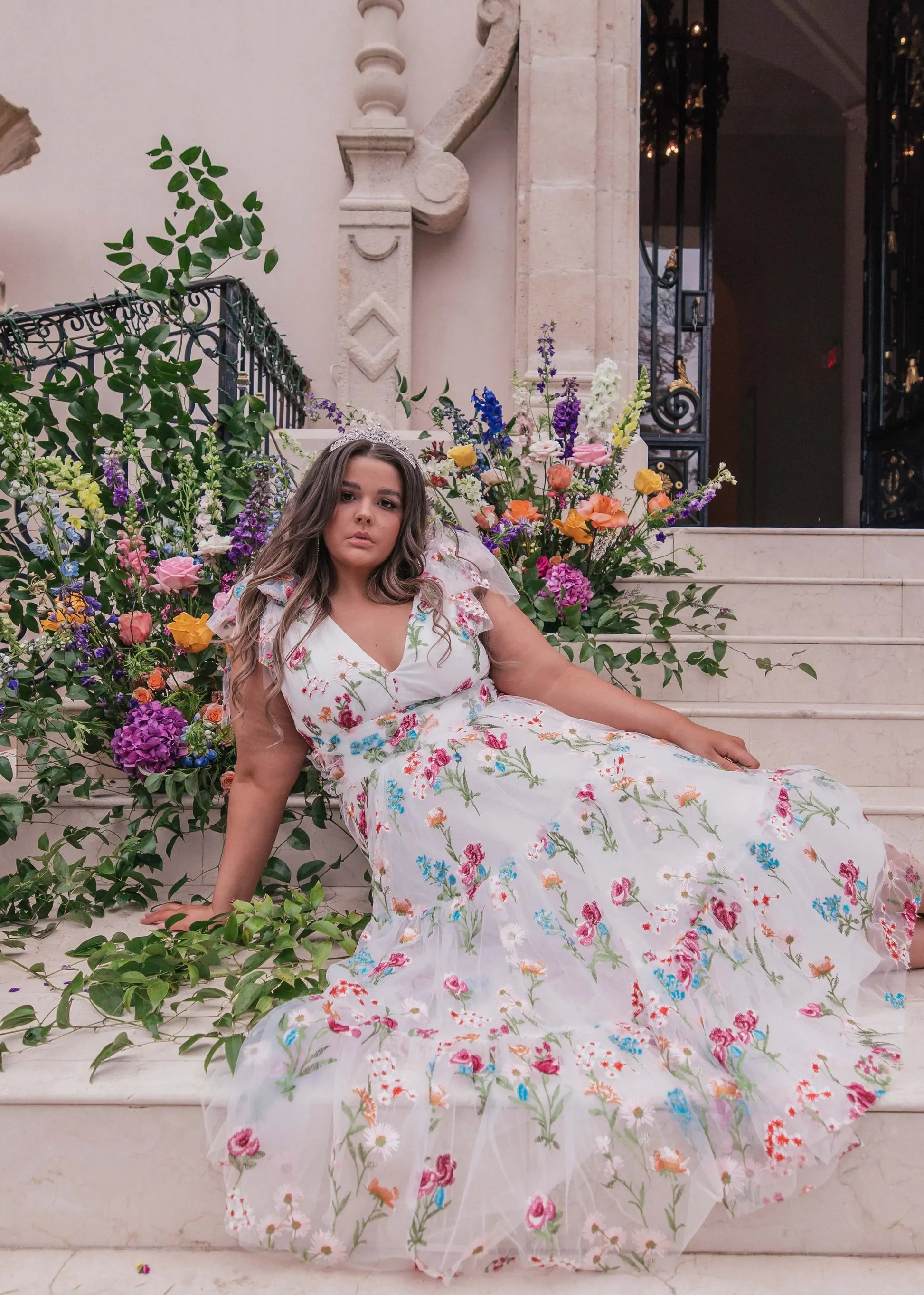 Margaret Floral Midi Dress White JessaKae