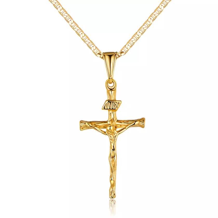 Jesus Crucifix Cross Gold Plated Pendant Necklace DailySale