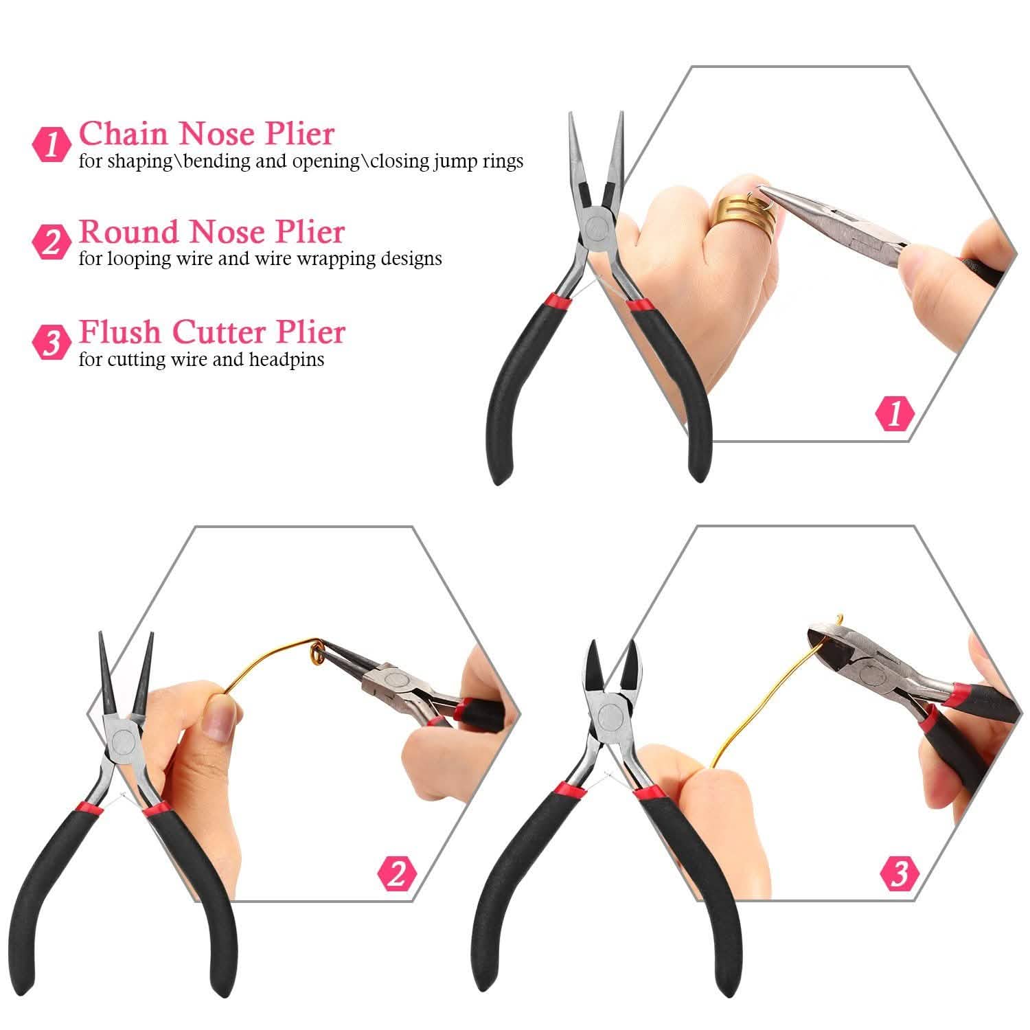 Jewelry Making Supplies Finding Kit Pliers Ribbon Ends Eye Pins Earring Hooks for DIY Craft DailySale