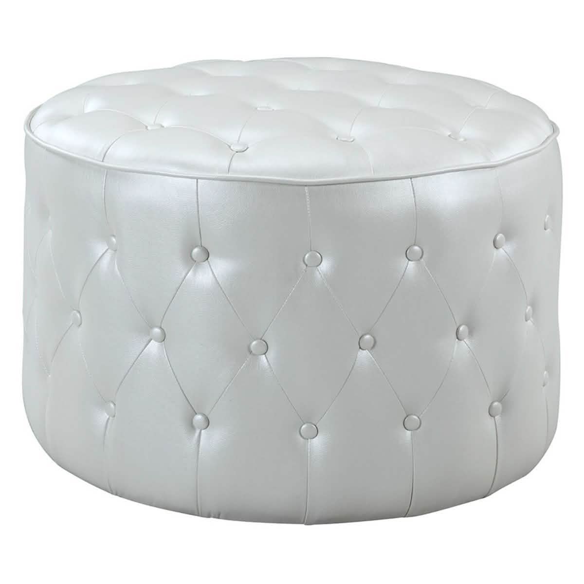 Jimmy Ottoman Button Tufted PU Leather Upholstered Round Pouf DailySale
