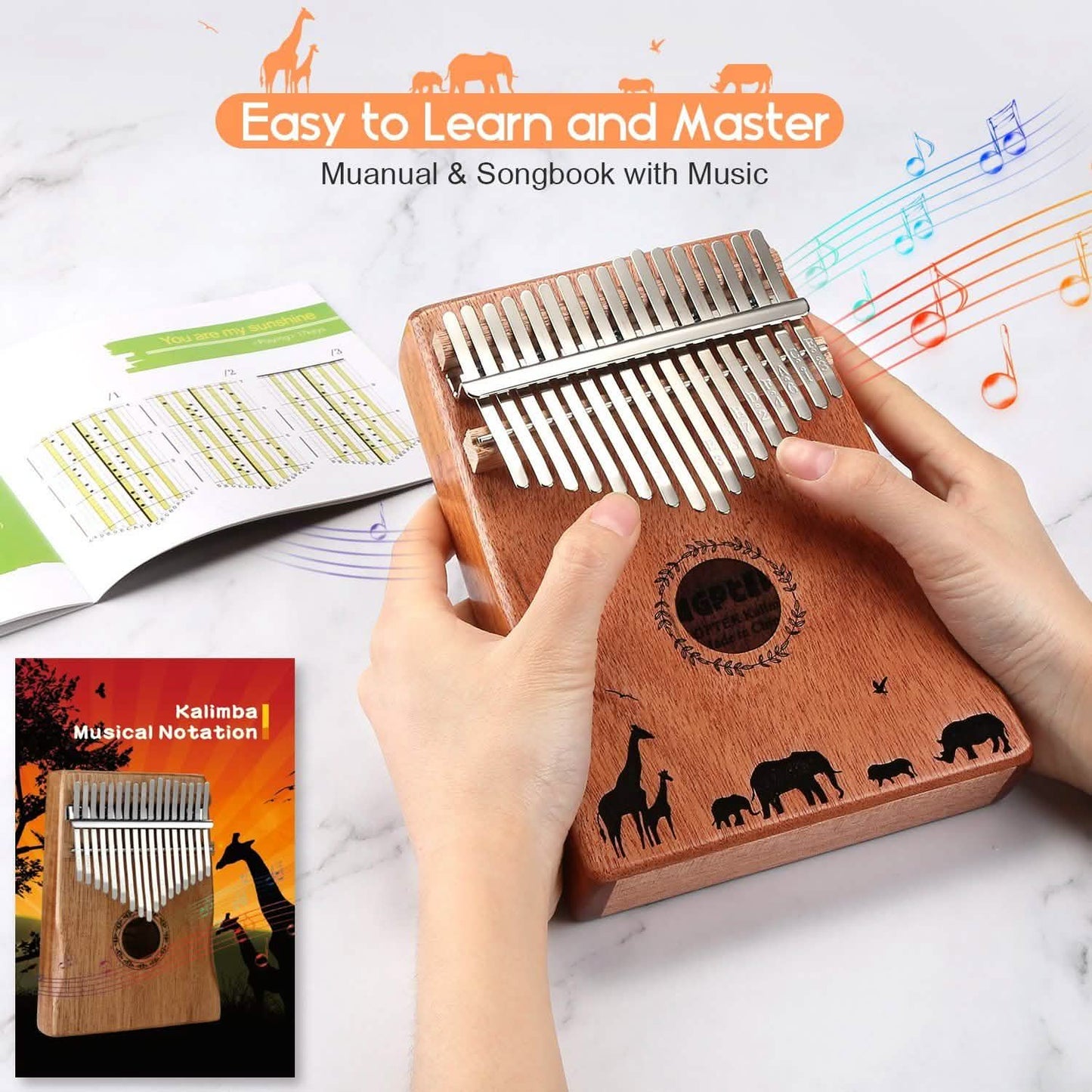 Kalimba 17 Keys Thumb Piano with Tuning Hammer and Bag DailySale