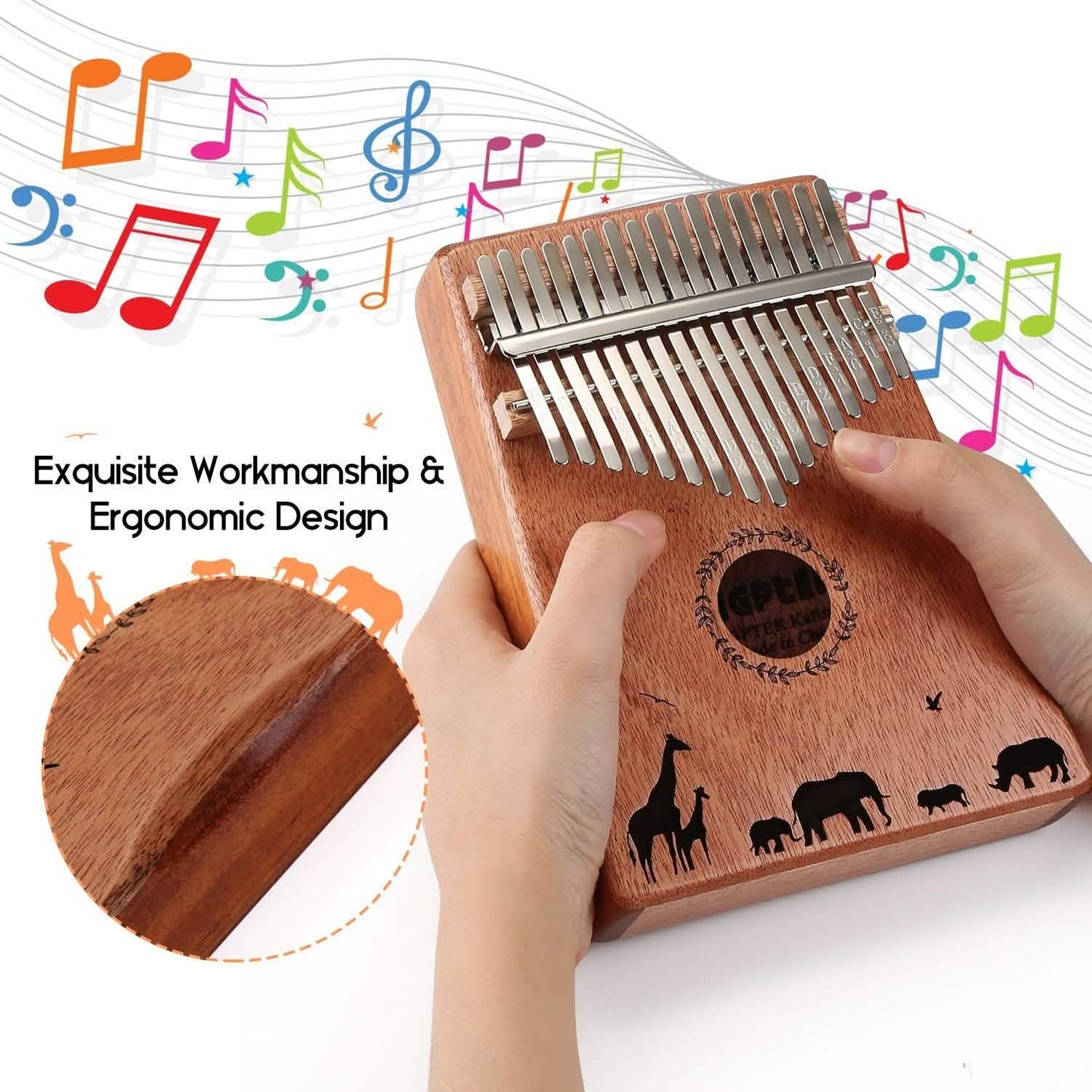 Kalimba 17 Keys Thumb Piano with Tuning Hammer and Bag DailySale