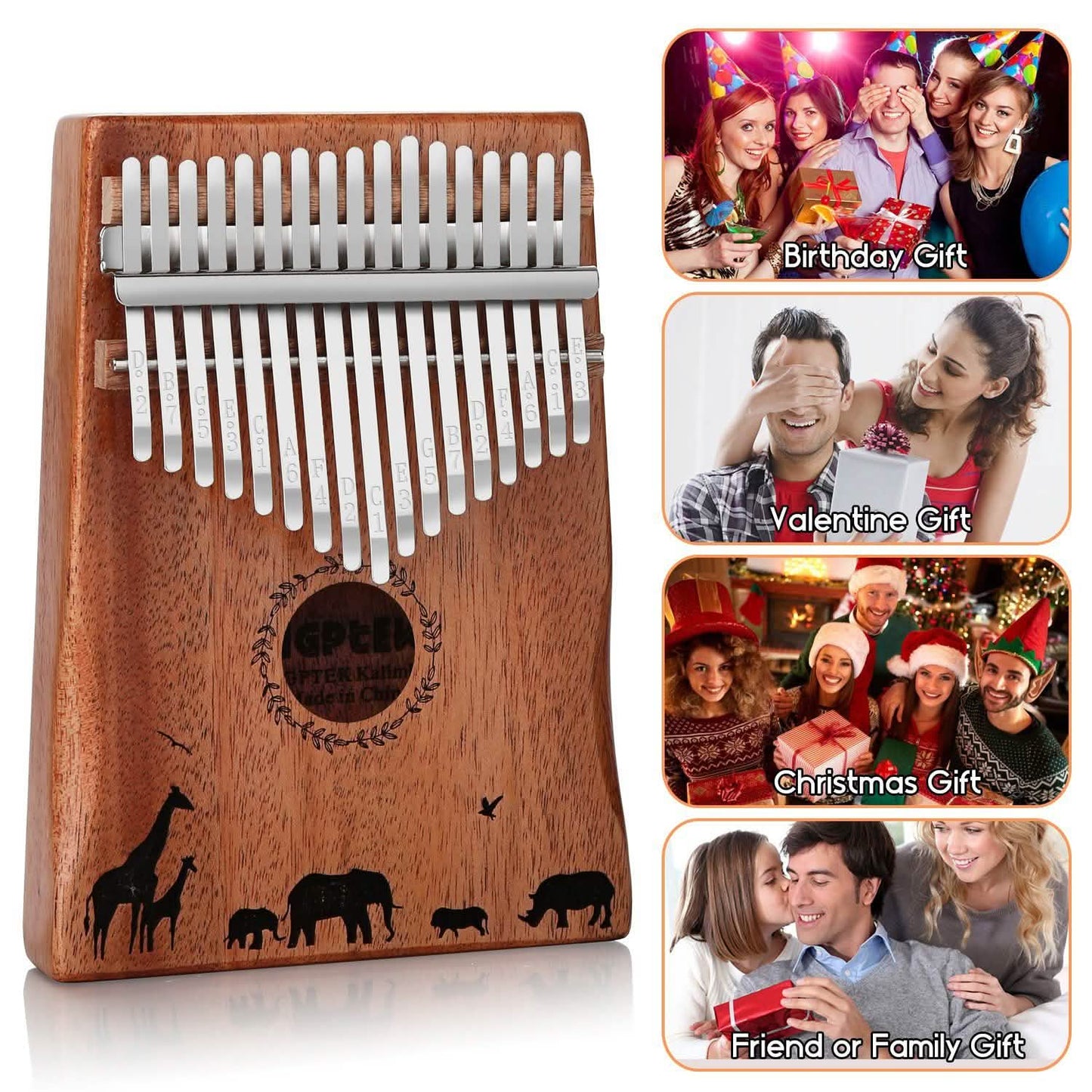 Kalimba 17 Keys Thumb Piano with Tuning Hammer DailySale