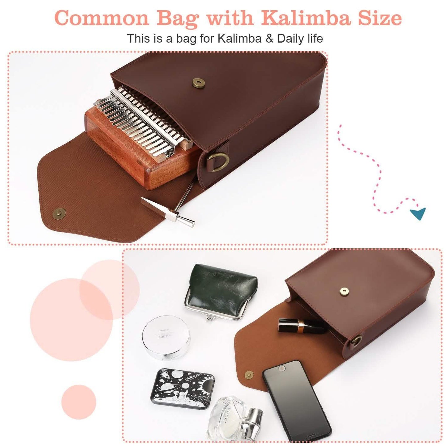 Kalimba Case Thumb Piano Flannelette Bag with Adjustable Strap DailySale