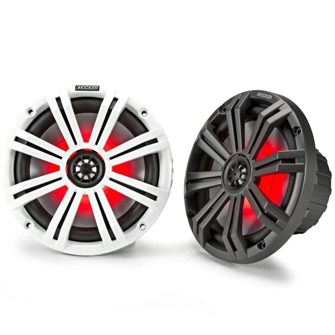 KICKER Pair 45KM84L 8" 600 Watt Marine Boat Waterproof Speakers w/LED's KM8  (Refurbished) DailySale