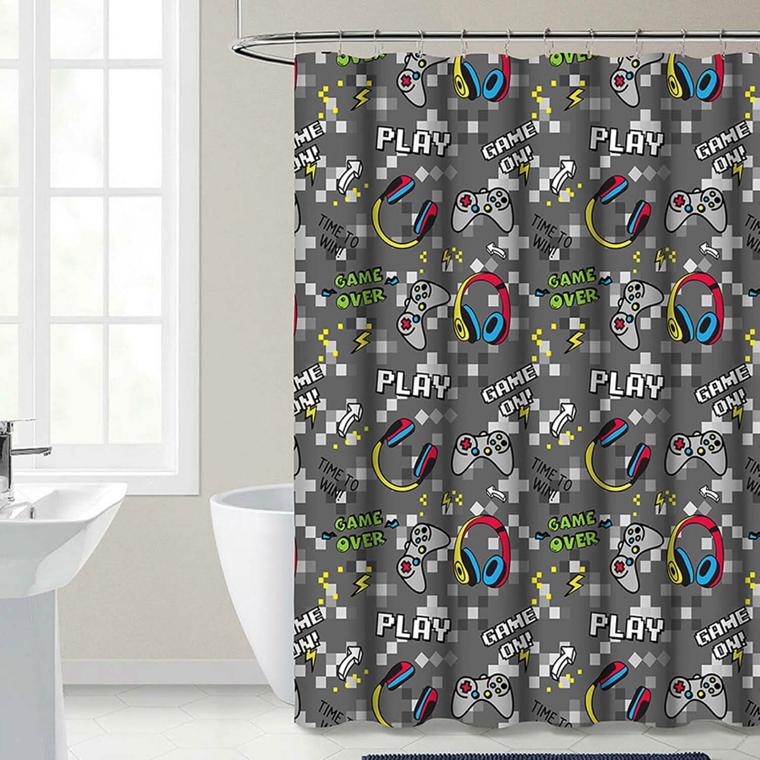 Kidz Mix Game on Glow-in-the-Dark Shower Curtain DailySale