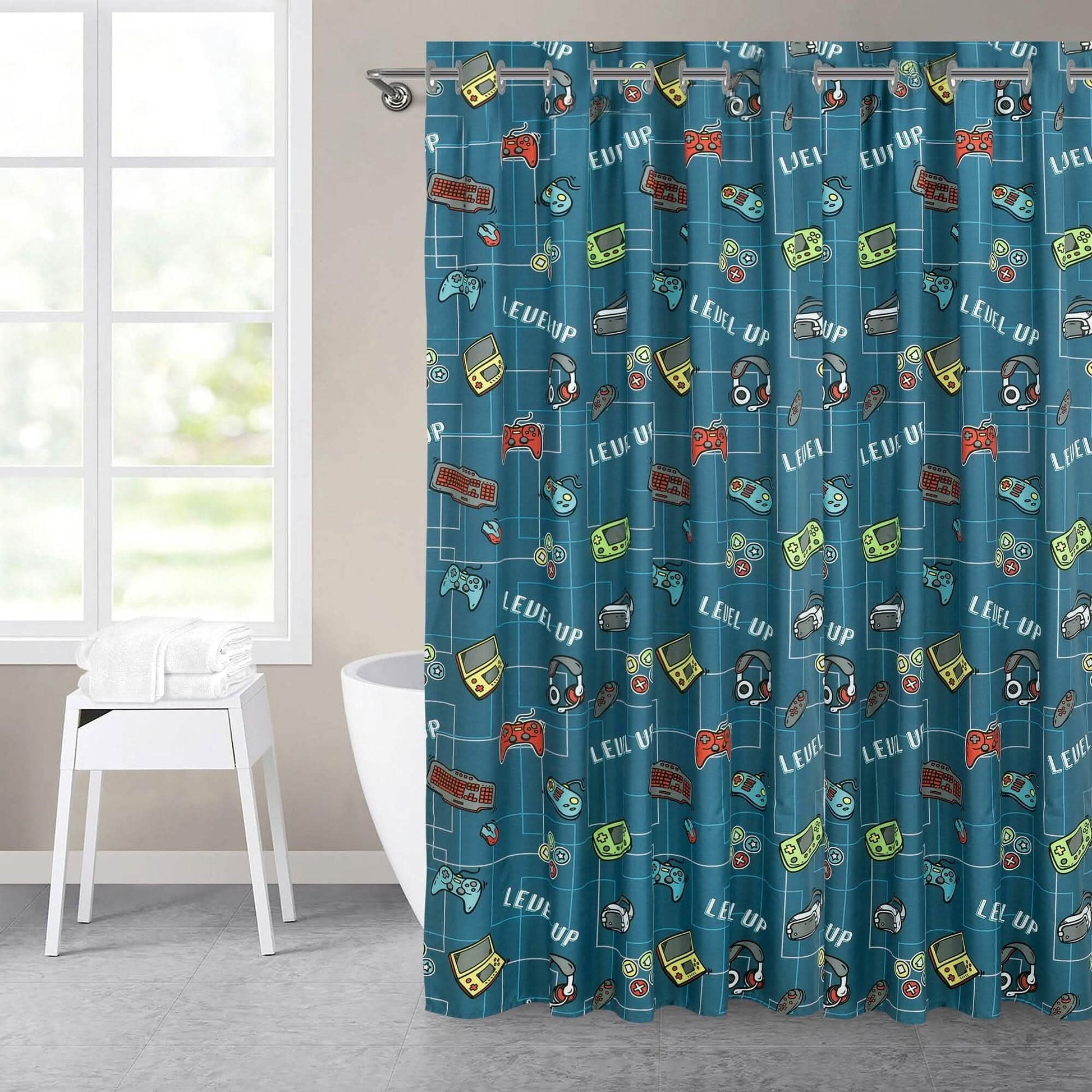 Kidz Mix Level Up Glow-in-the-Dark Shower Curtain DailySale