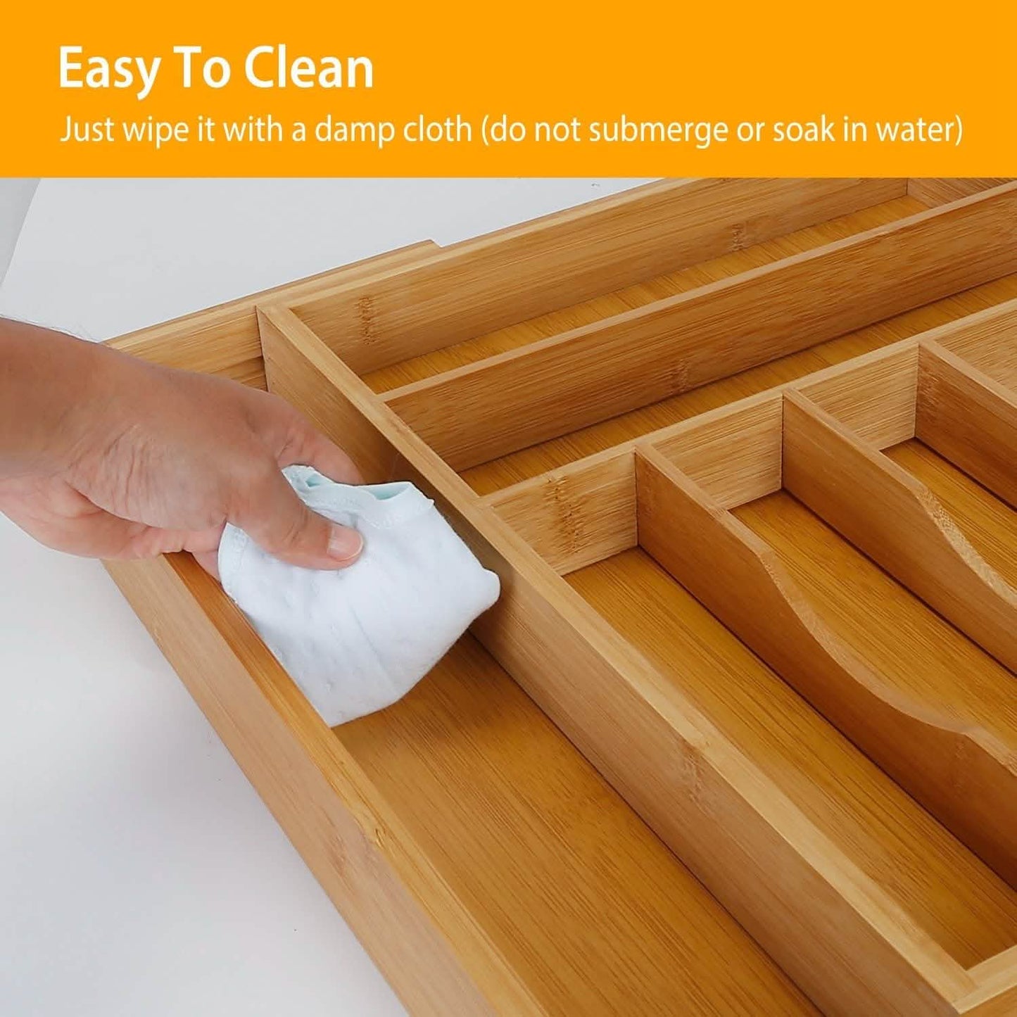 Kitchen Bamboo Expandable Cutlery Utensil Drawer Organizer DailySale