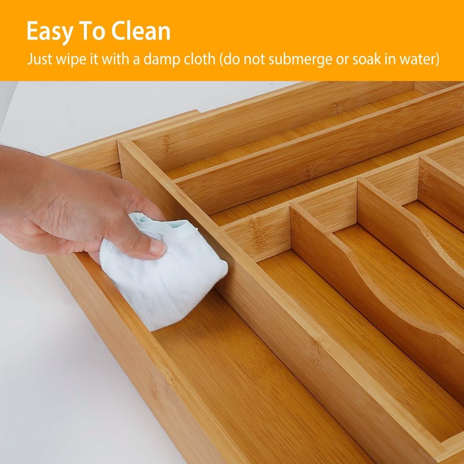 Kitchen Bamboo Expandable Cutlery Utensil Drawer Organizer DailySale
