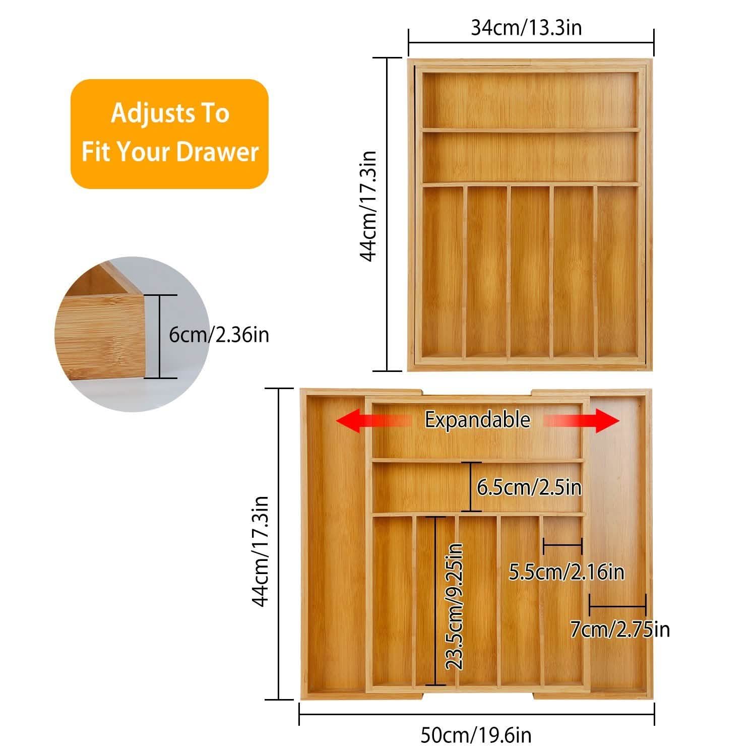 Kitchen Bamboo Expandable Cutlery Utensil Drawer Organizer DailySale