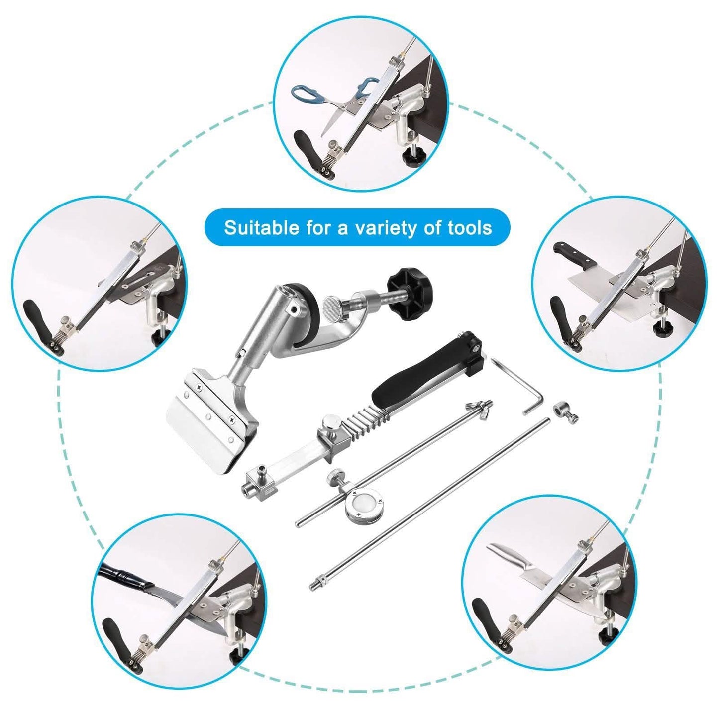 Kitchen Chef Knife Sharpener Fixed Rotation Angle with 4 Whetstones DailySale