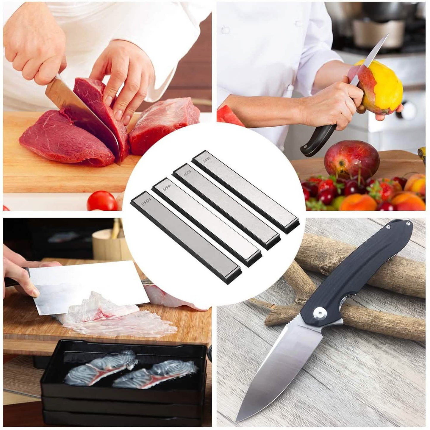 Kitchen Chef Knife Sharpener Fixed Rotation Angle with 4 Whetstones DailySale