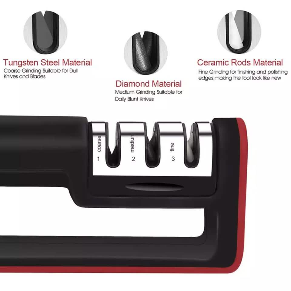 Knife Sharpener Professional Ceramic Tungsten Kitchen Sharpening System Tool DailySale