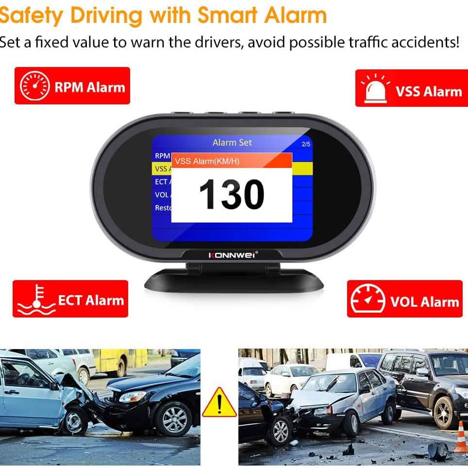 KONNWEI KW206 Car OBD2 HUD Digital Meter RPM Gauge DailySale