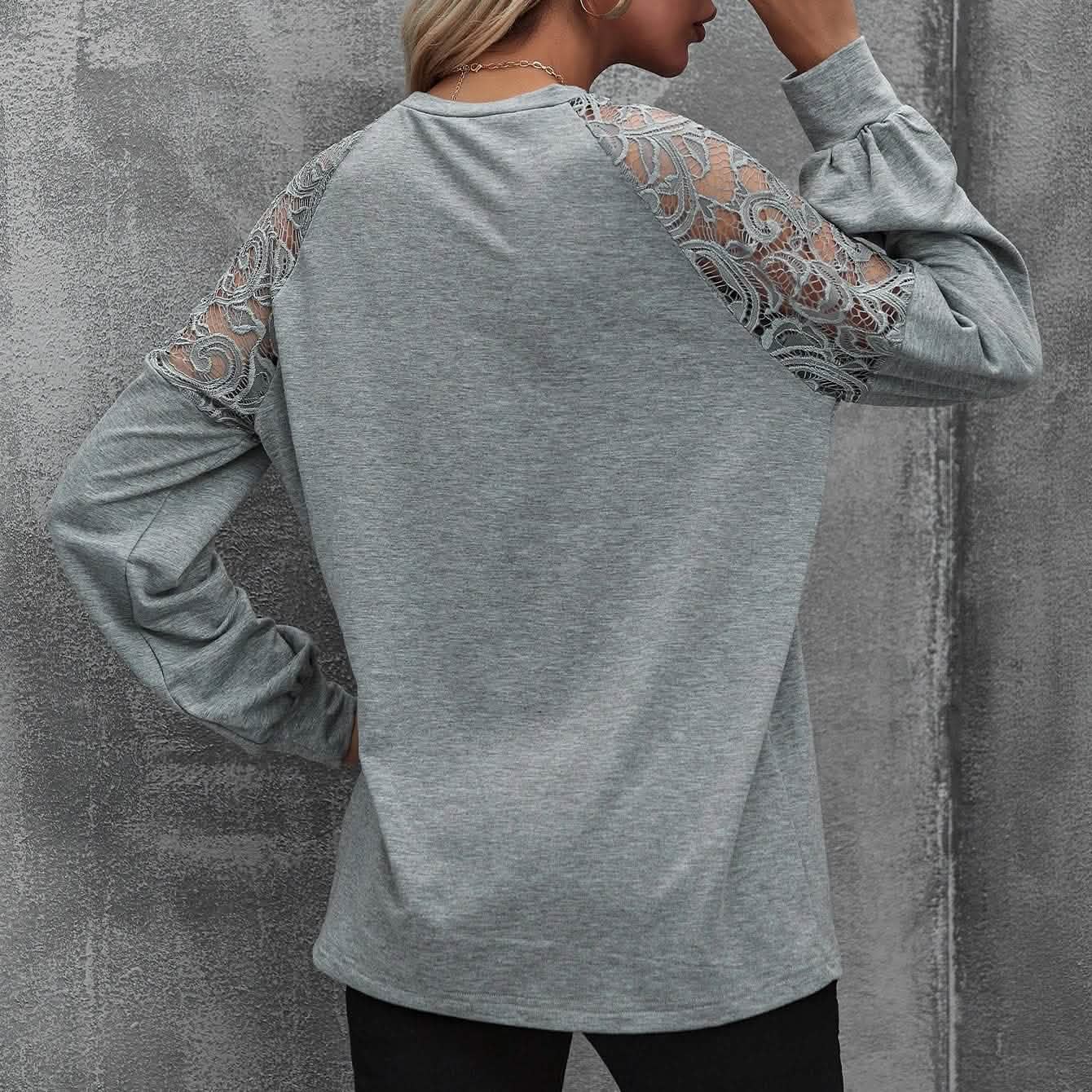Lace Insert Raglan Sleeve Pullover DailySale