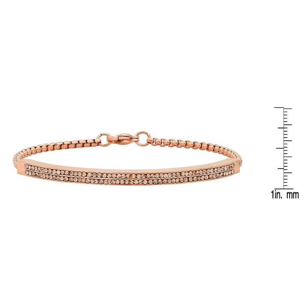Ladies 18K Rose Gold Plated Stainless Steel Simulated Diamond Channel Setting Bracelet DailySale