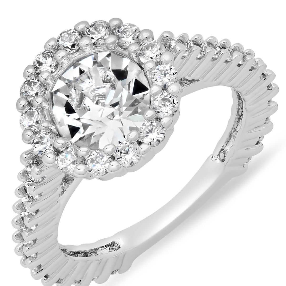 Ladies 18K White Gold Plated Brass Engagement Ring Adorned with Swarovski Crystals DailySale