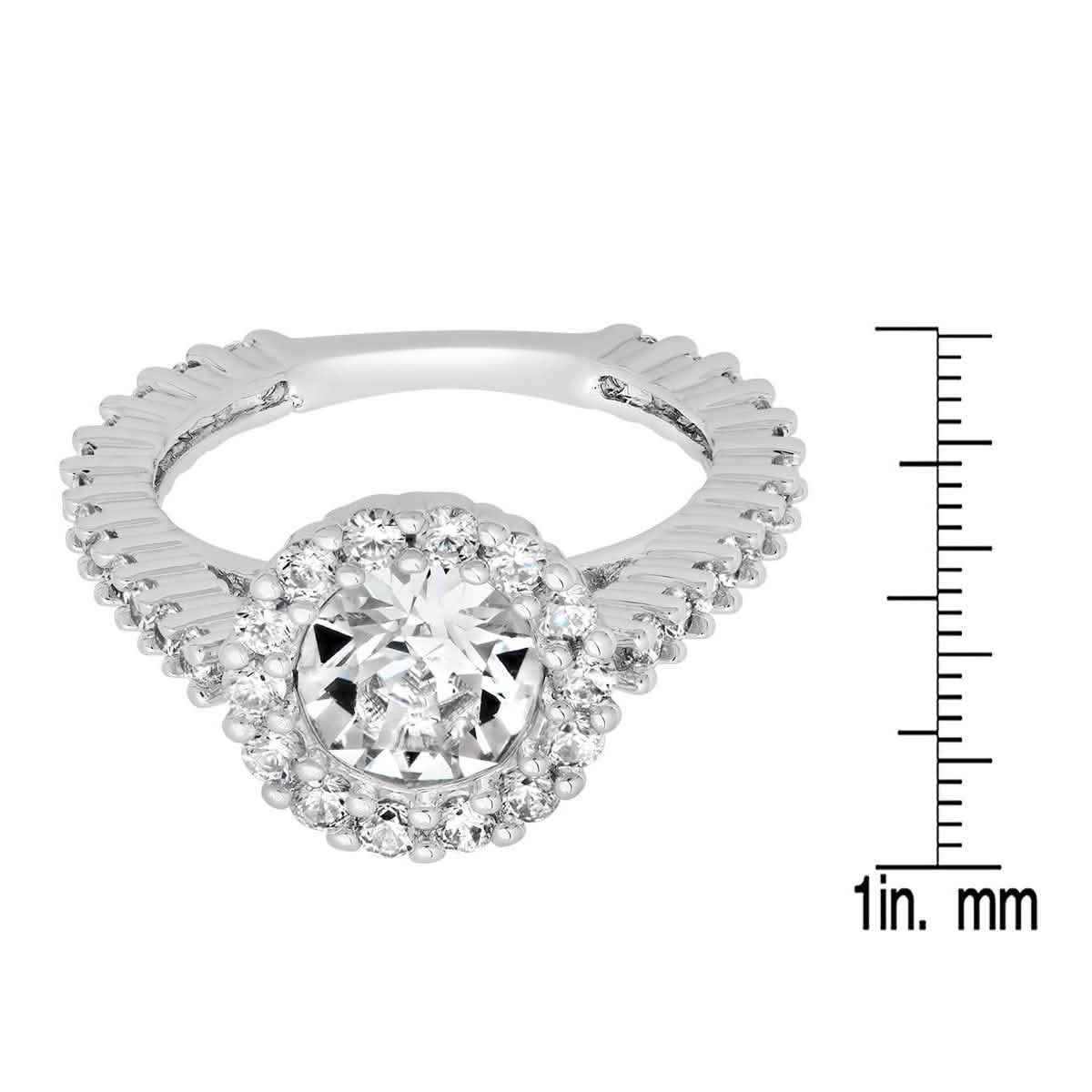Ladies 18K White Gold Plated Brass Engagement Ring Adorned with Swarovski Crystals DailySale