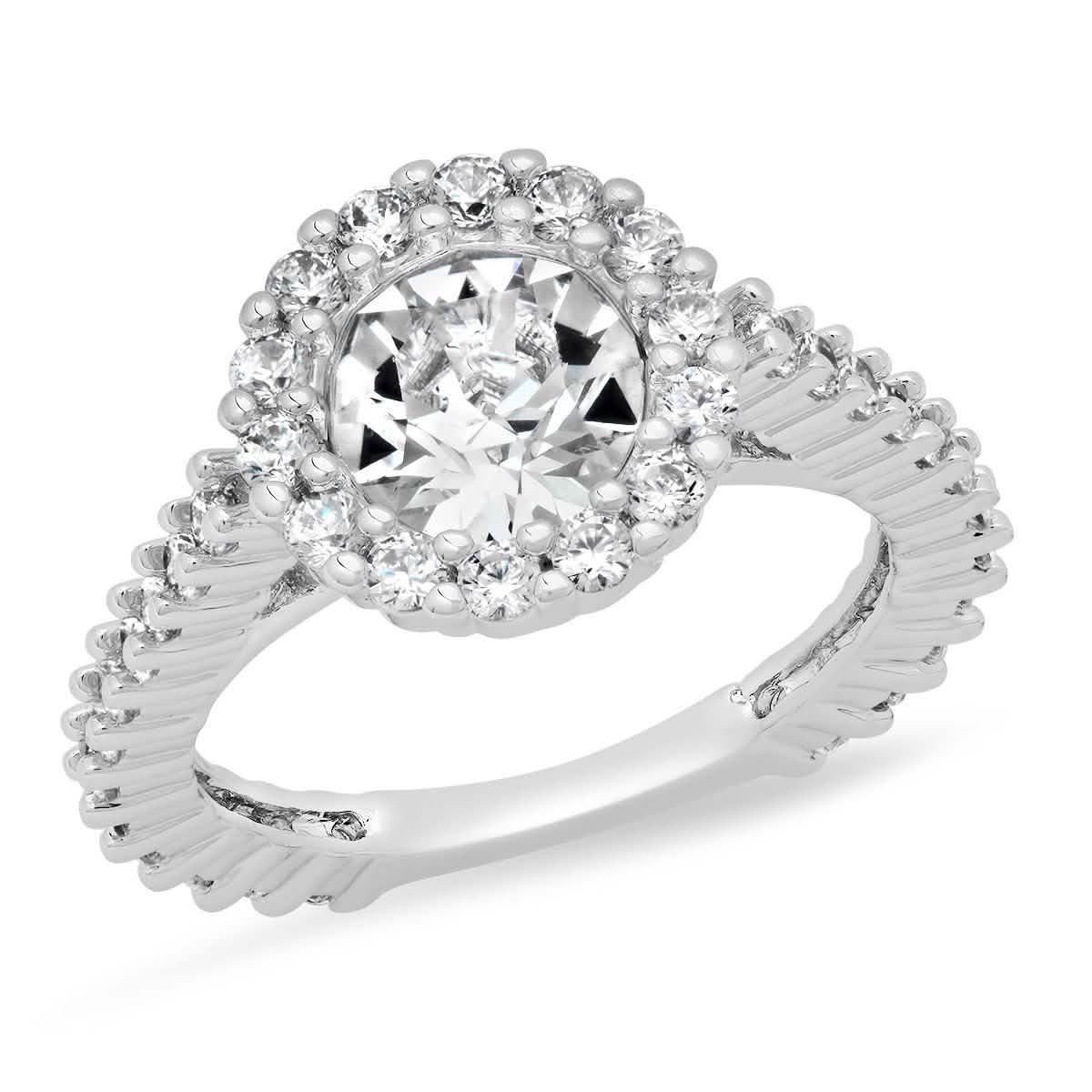 Ladies 18K White Gold Plated Brass Engagement Ring Adorned with Swarovski Crystals DailySale