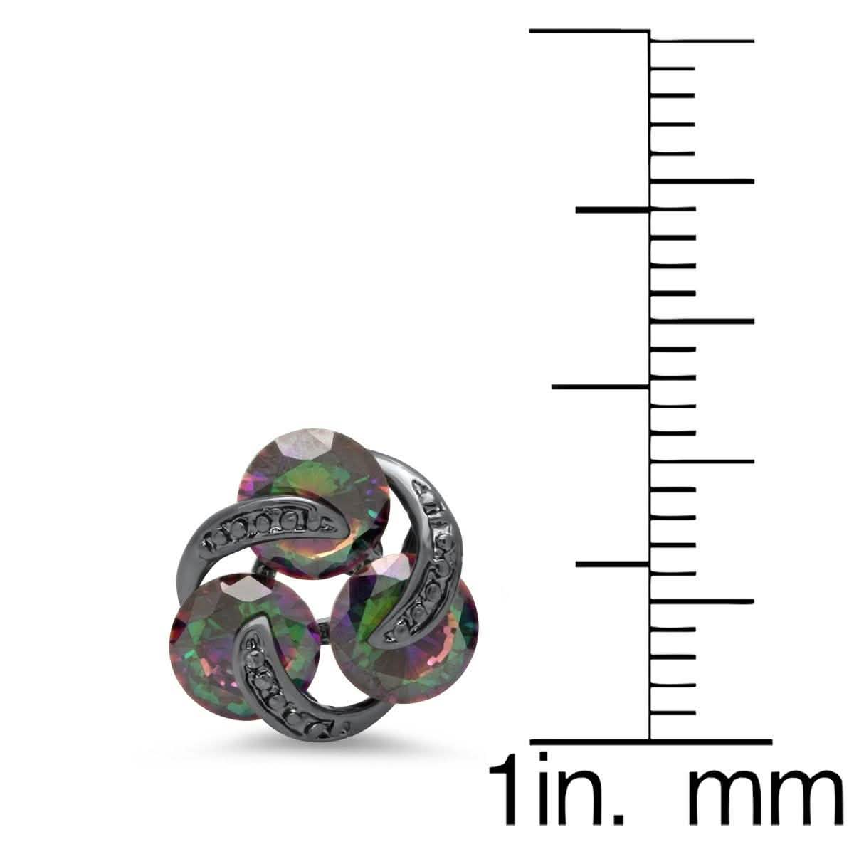 Ladies Black Ip Brass Rainbow Simulated Diamond Cluster Stud Earrings DailySale