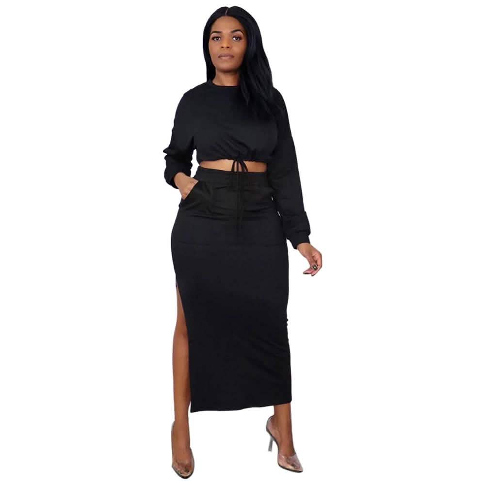 Ladies Crop Top and Split Long Skirt DailySale