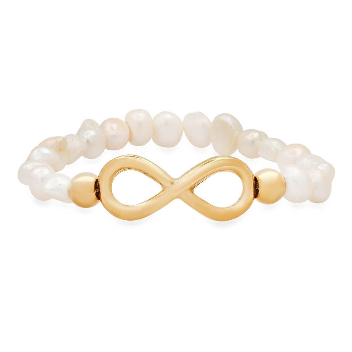 Ladies Freshwater Pearls and Infinity Charm Bracelet DailySale