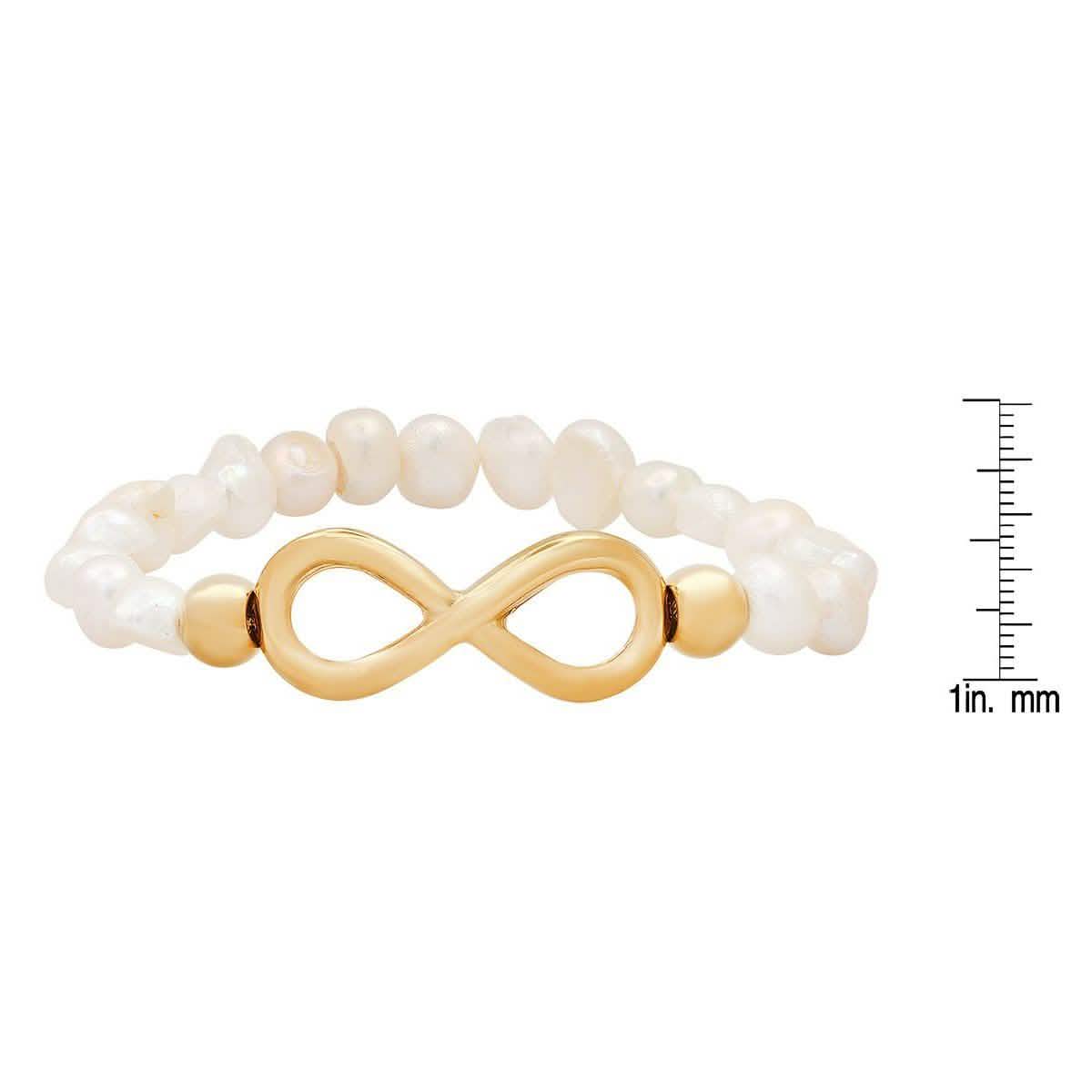 Ladies Freshwater Pearls and Infinity Charm Bracelet DailySale