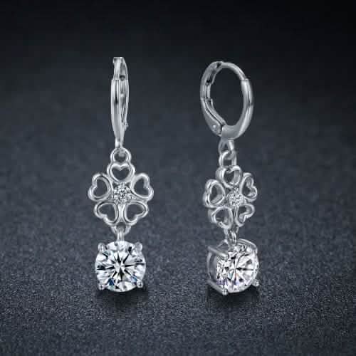 Ladies Simulated Diamond Flower Drop Earrings DailySale