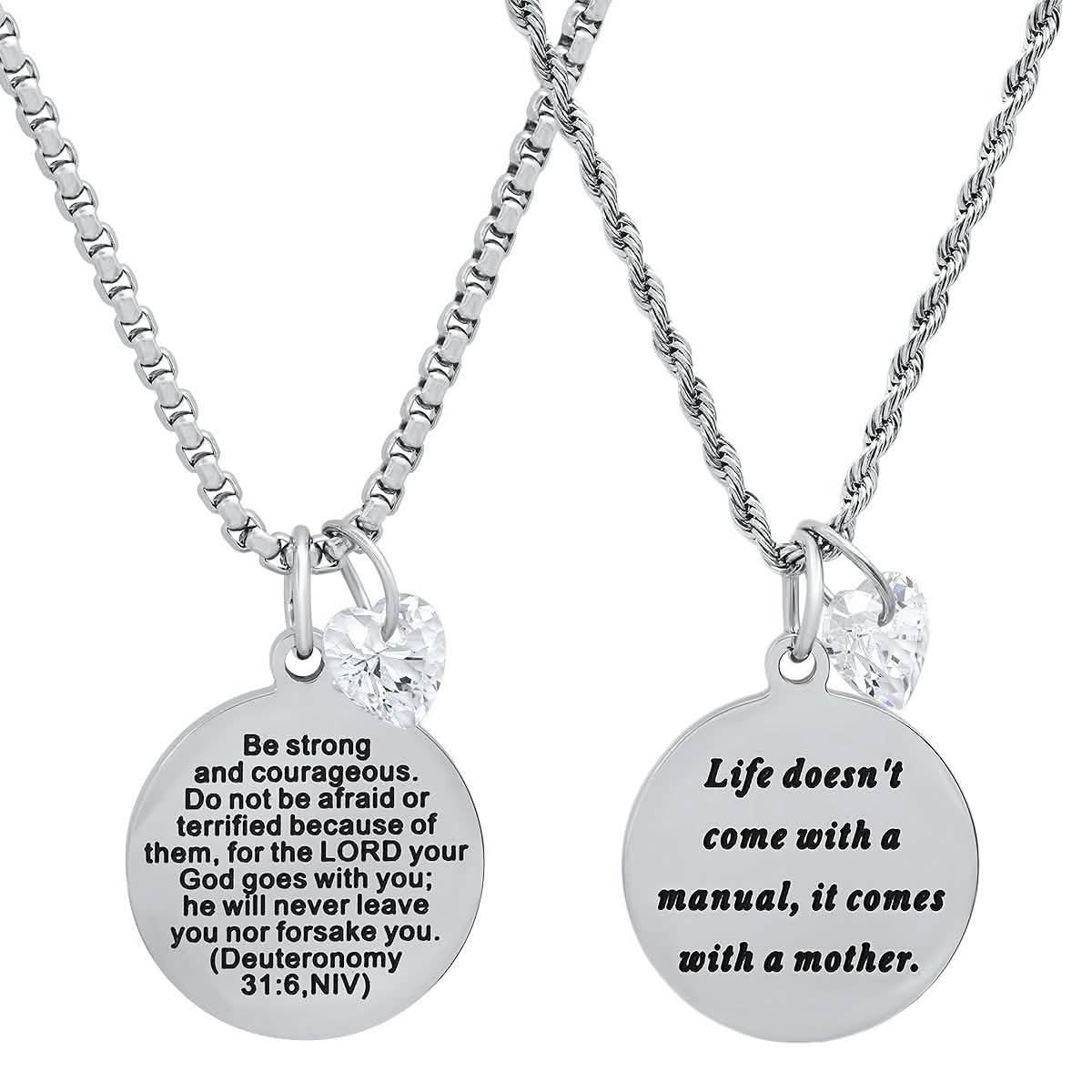 Ladies Stainless Steel Round Pendant Adorned with Heart Shape Swarovski Crystal Charm DailySale