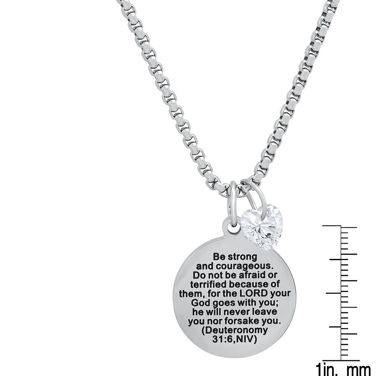 Ladies Stainless Steel Round Pendant Adorned with Heart Shape Swarovski Crystal Charm DailySale