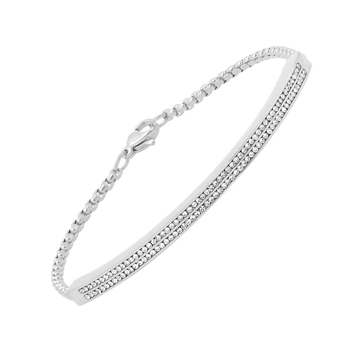 Ladies Stainless Steel Simulated Diamond Channel Setting Bracelet DailySale