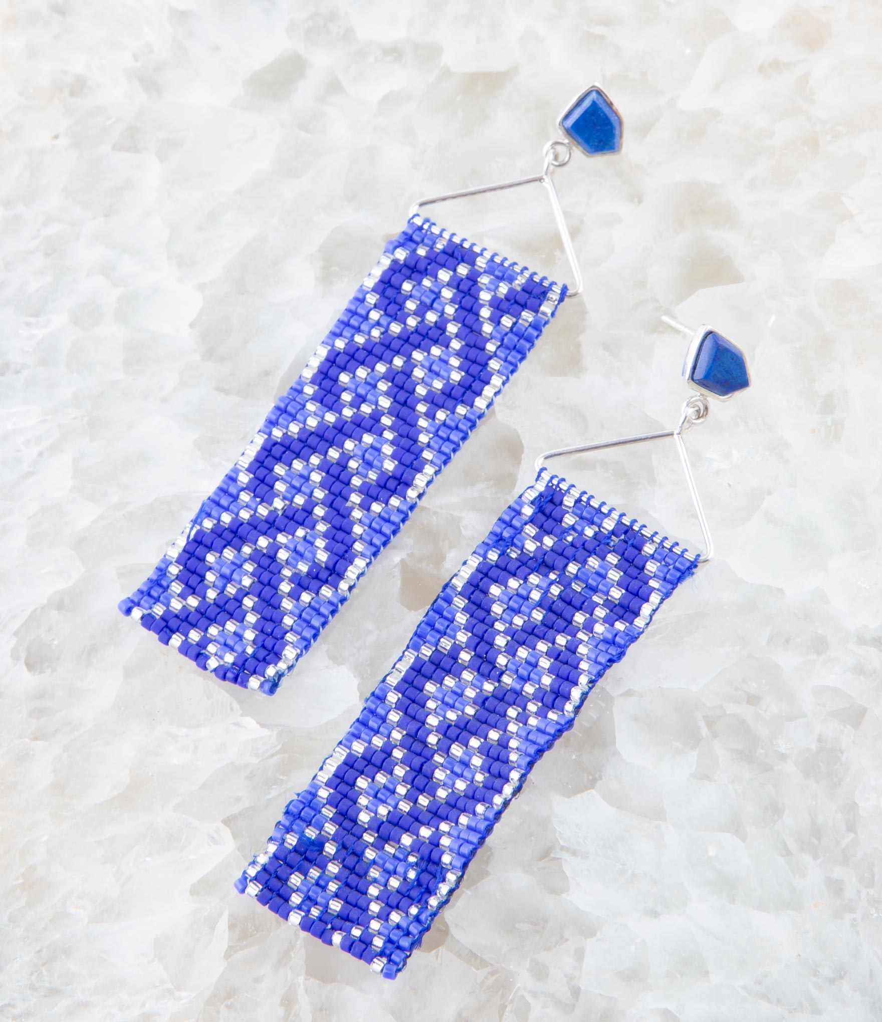 Lapis Woven Seed Bead Earrings Barse Jewelry