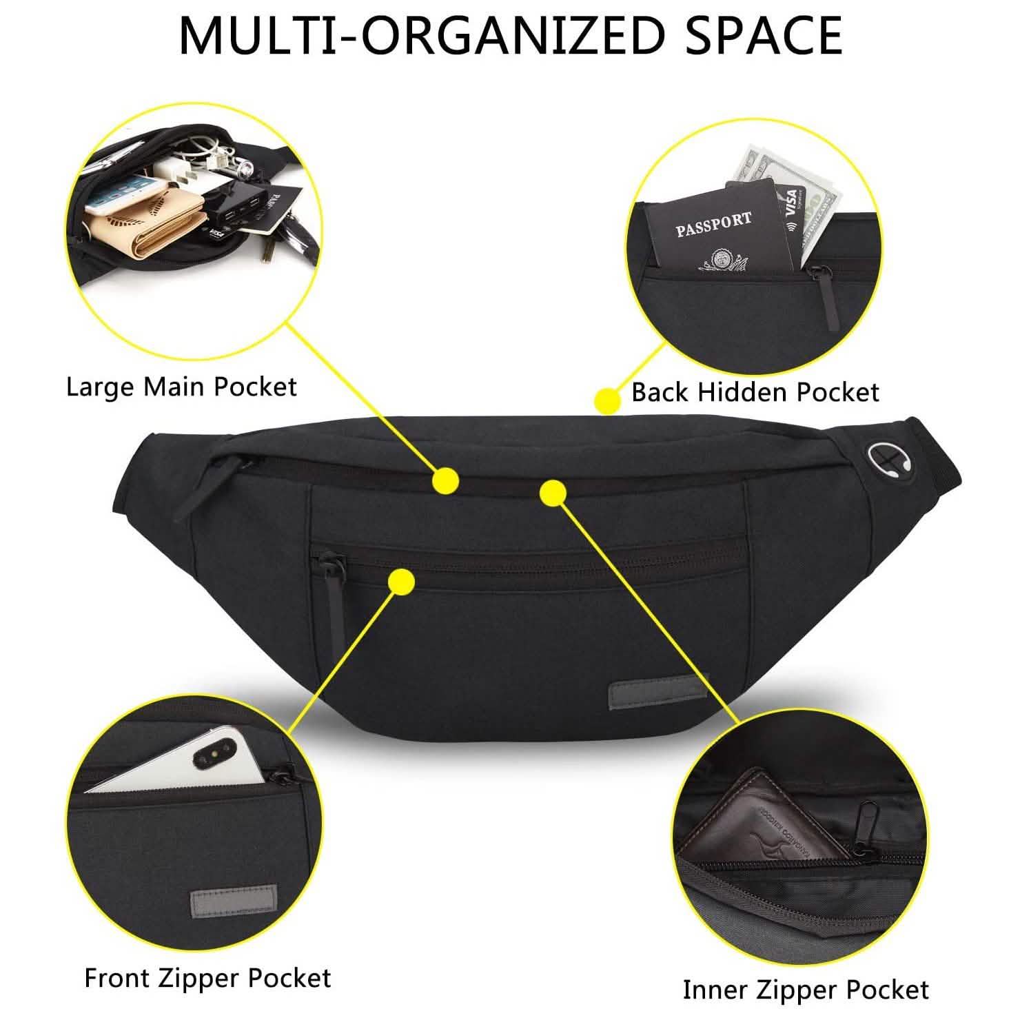 Large Crossbody Fanny Pack with 4-Zipper Pockets DailySale