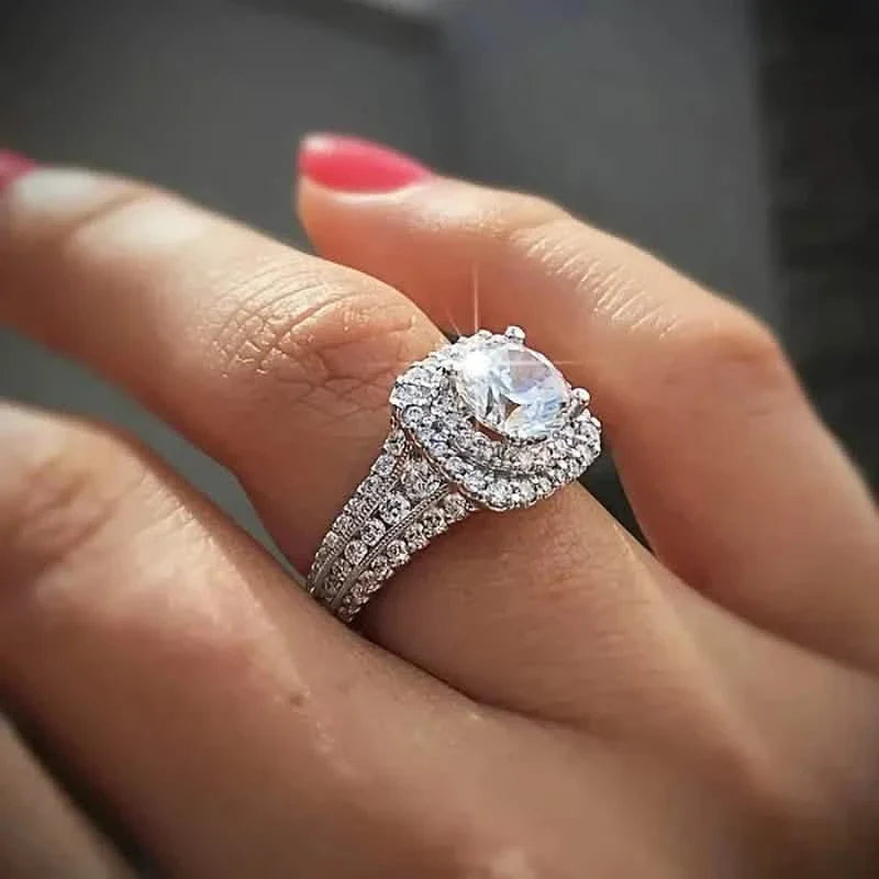Large Oval Women Synthetic Zirconia Wedding Rings DailySale