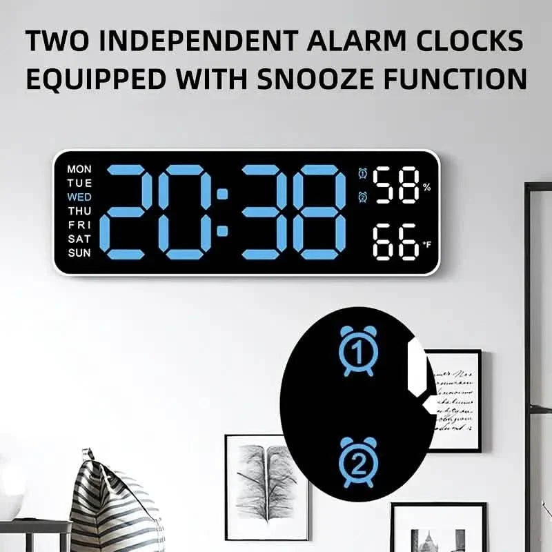 LED Digital Wall Clock with Large Display, Temperature & Humidity, Auto Light Sensor DailySale