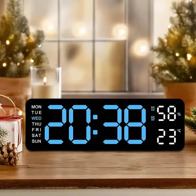 LED Digital Wall Clock with Large Display, Temperature & Humidity, Auto Light Sensor DailySale