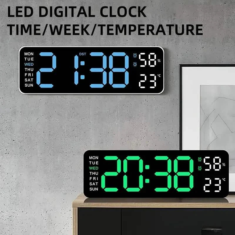 LED Digital Wall Clock with Large Display, Temperature & Humidity, Auto Light Sensor DailySale
