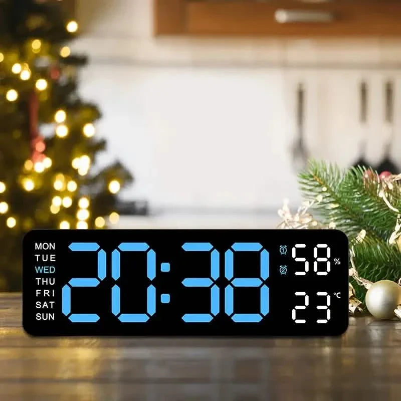 LED Digital Wall Clock with Large Display, Temperature & Humidity, Auto Light Sensor DailySale