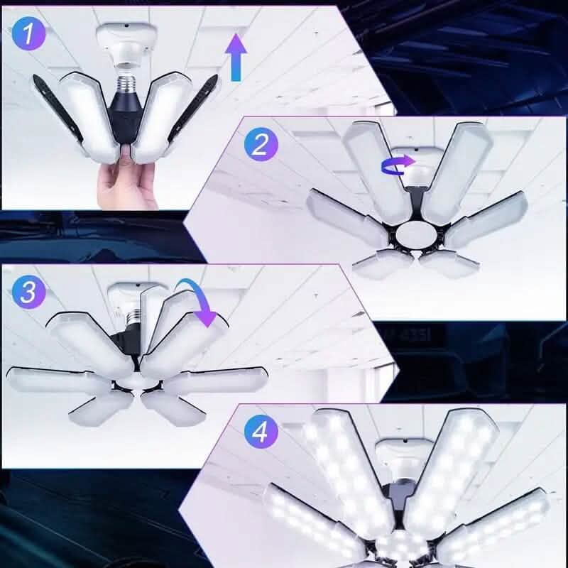 LED Garage Ceiling Lights 150W 15000LM 6500K with 6+1 Deformable Panels DailySale