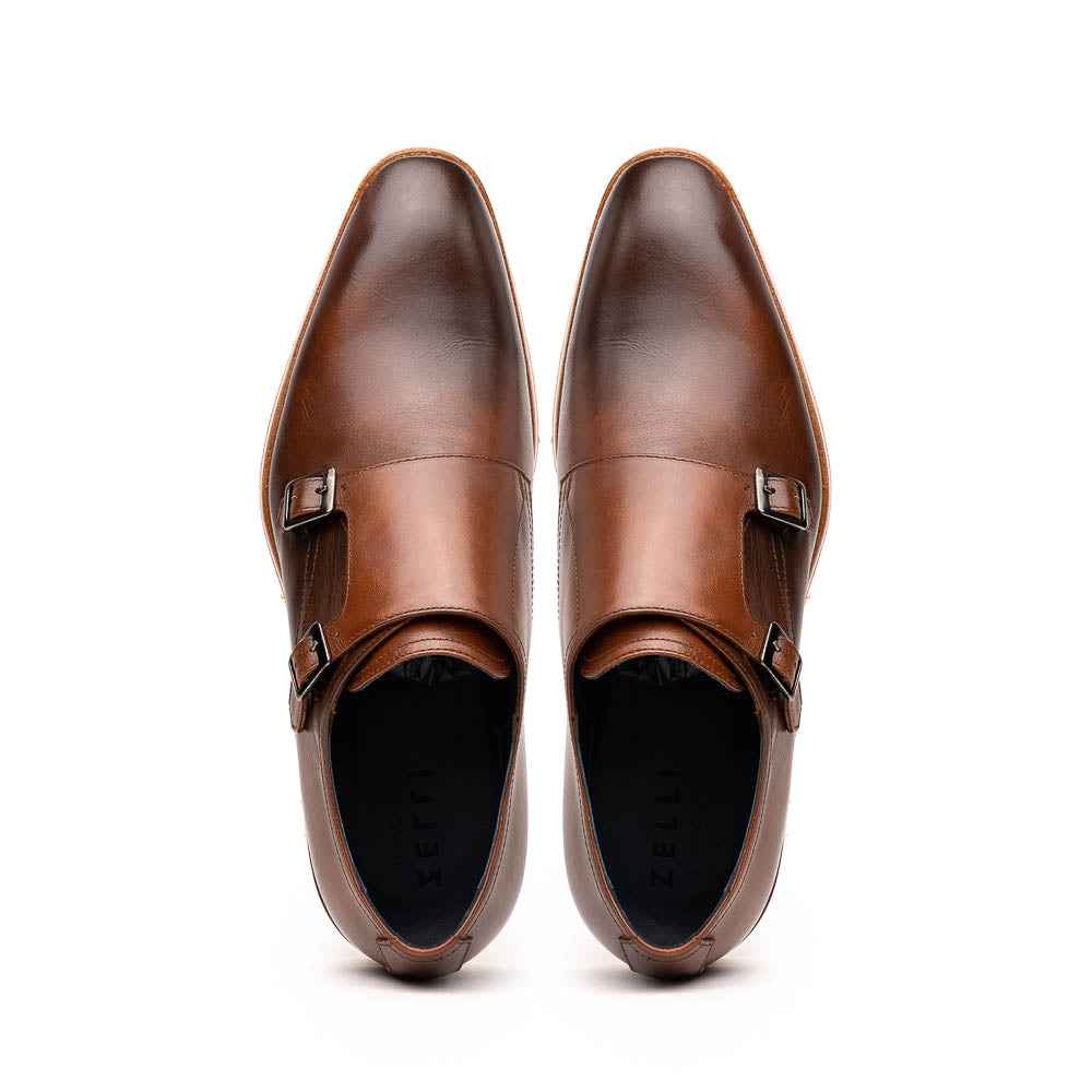 55-103-BRN LEGERRA Hand Burnished Italian Calfskin Monkstrap, Brown