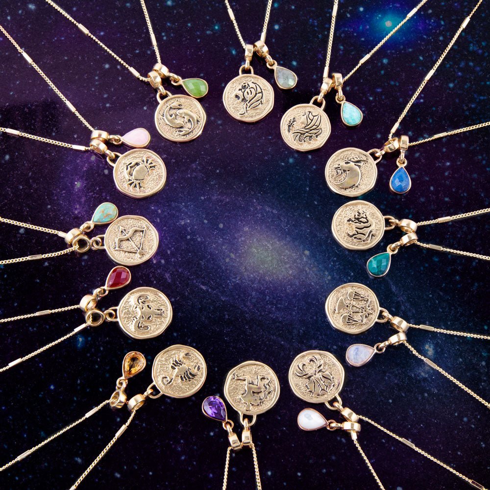 Leo - Zodiac Gray Labradorite Golden Charm Necklace Barse Jewelry