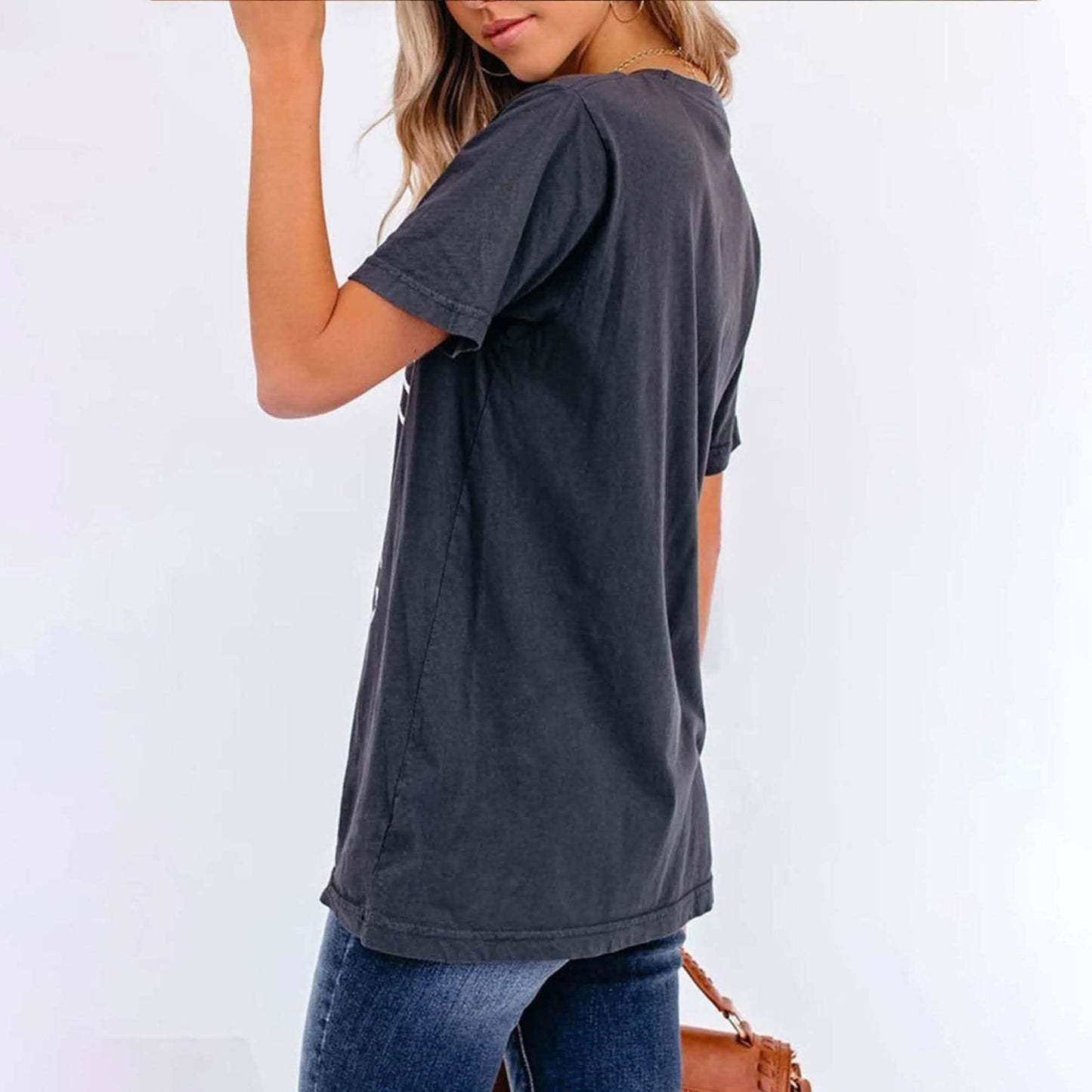 Letters Print Round Neck Short Sleeve Casual T-Shirt DailySale