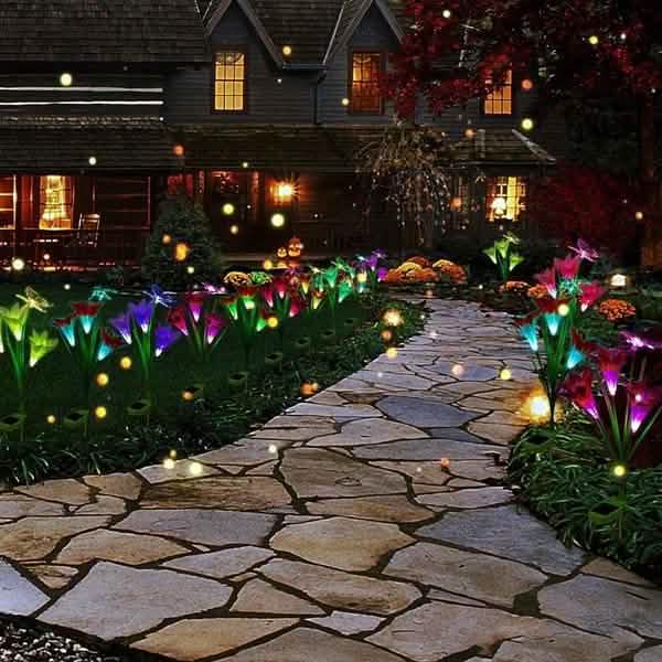 Lily Flower Multi-Color Changing LED Solar Powered Lights DailySale