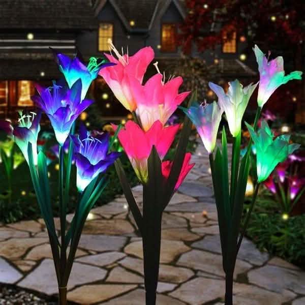 Lily Flower Multi-Color Changing LED Solar Powered Lights DailySale