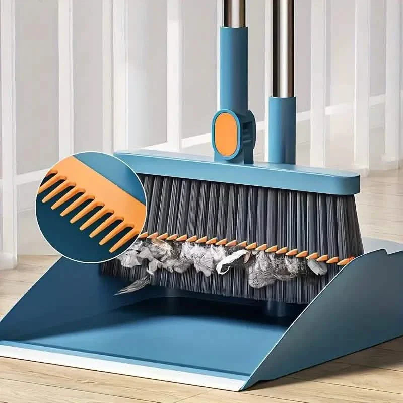 Long Handle Rotating Broom and Dustpan Set with Comb Tooth DailySale