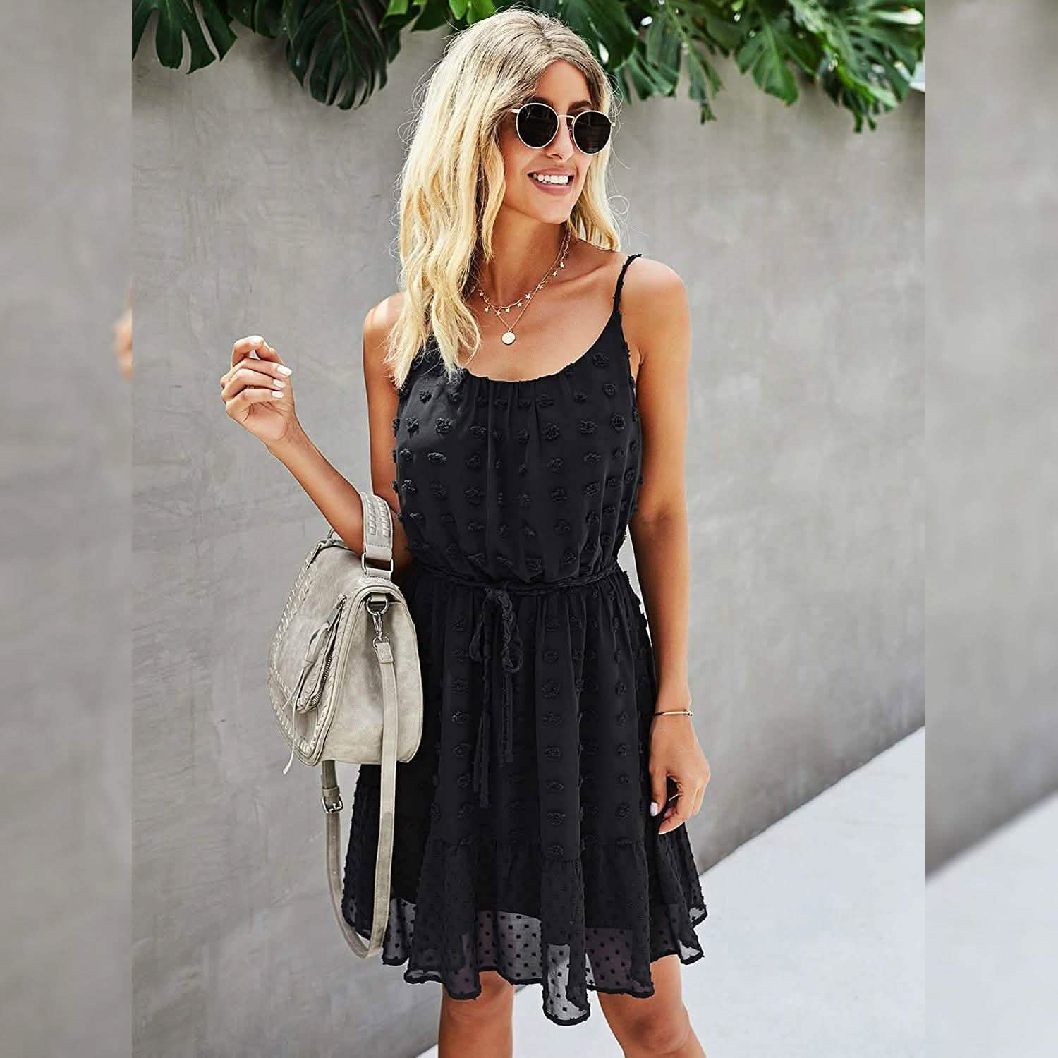 Lovinchic Women's Spaghetti Strap Tied Waist Floral Mini Dress Summer Casual Flowy Dress DailySale