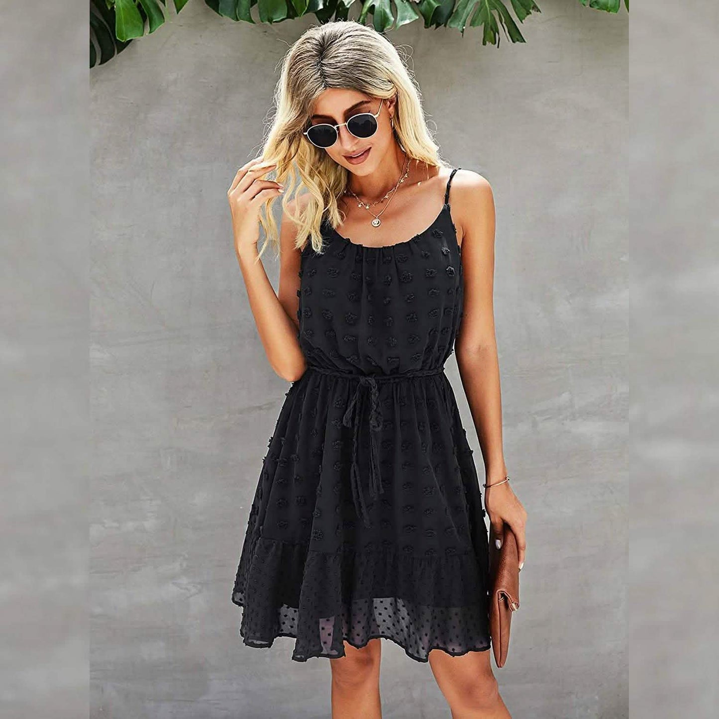 Lovinchic Women's Spaghetti Strap Tied Waist Floral Mini Dress Summer Casual Flowy Dress DailySale